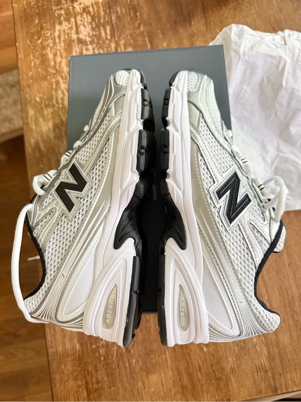 New Balance Gray and Black Mesh Running Sneakers - Picture 6 of 11